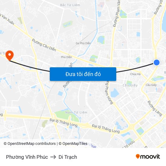 Phường Vĩnh Phúc to Di Trạch map