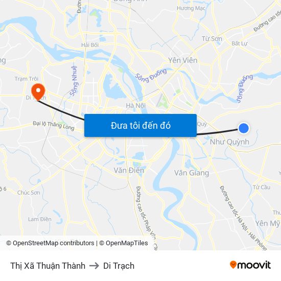 Thị Xã Thuận Thành to Di Trạch map