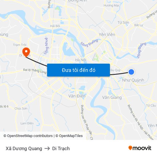 Xã Dương Quang to Di Trạch map