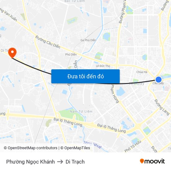 Phường Ngọc Khánh to Di Trạch map