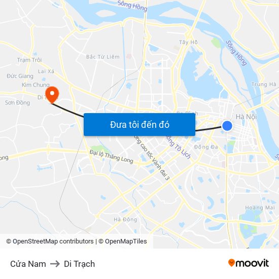 Cửa Nam to Di Trạch map