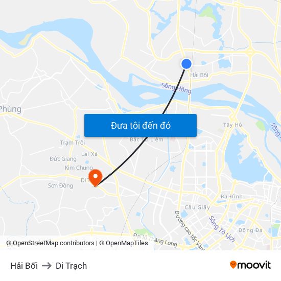 Hải Bối to Di Trạch map