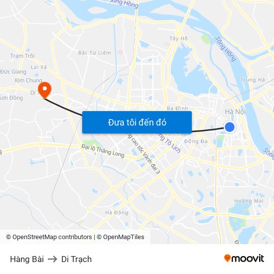Hàng Bài to Di Trạch map