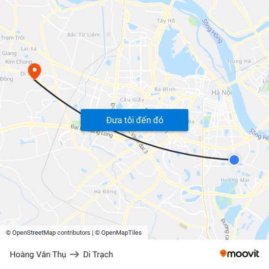 Hoàng Văn Thụ to Di Trạch map