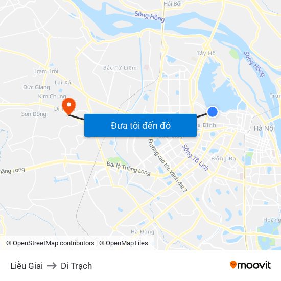Liễu Giai to Di Trạch map