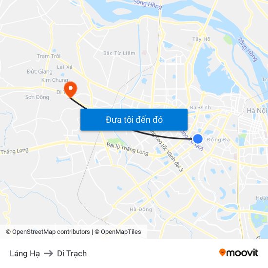 Láng Hạ to Di Trạch map