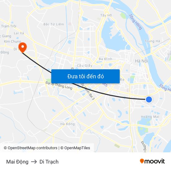 Mai Động to Di Trạch map