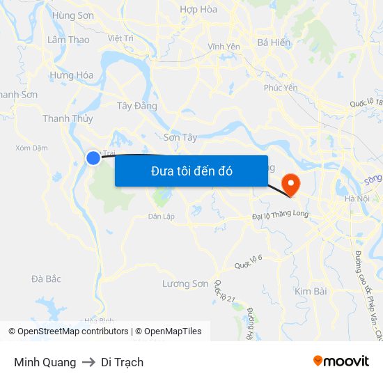 Minh Quang to Di Trạch map