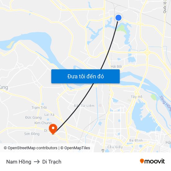 Nam Hồng to Di Trạch map