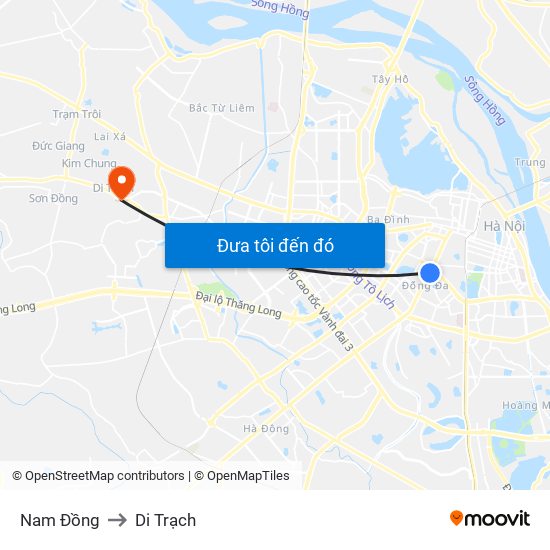 Nam Đồng to Di Trạch map