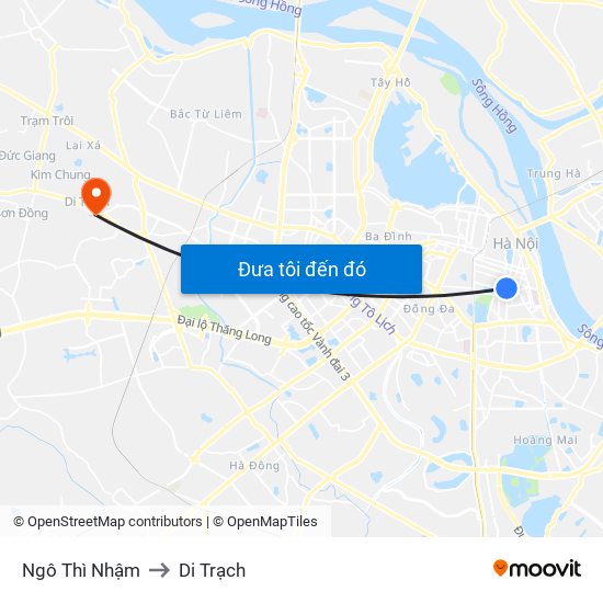 Ngô Thì Nhậm to Di Trạch map