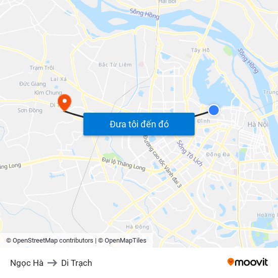 Ngọc Hà to Di Trạch map