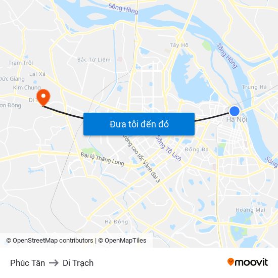 Phúc Tân to Di Trạch map
