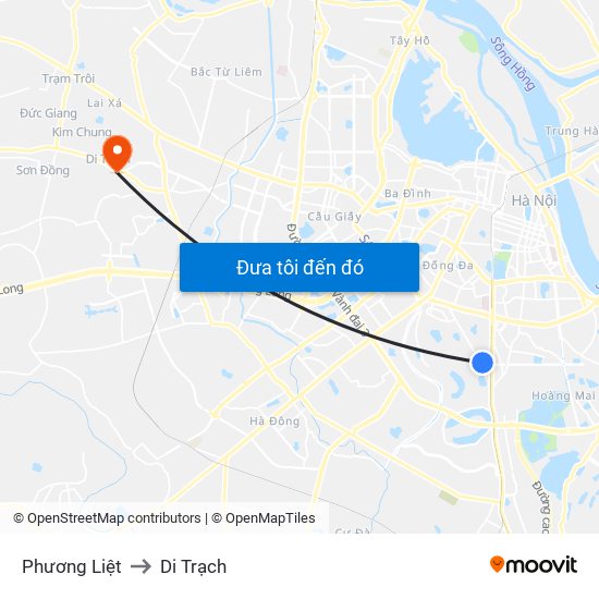 Phương Liệt to Di Trạch map