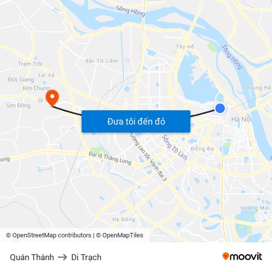 Quán Thánh to Di Trạch map