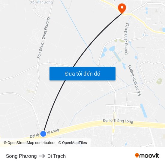 Song Phương to Di Trạch map