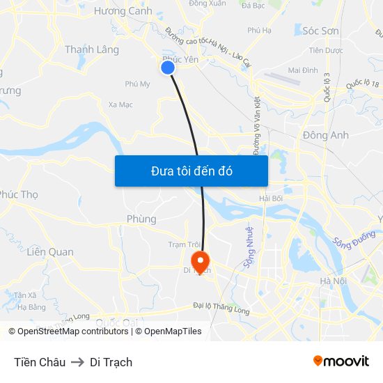 Tiền Châu to Di Trạch map