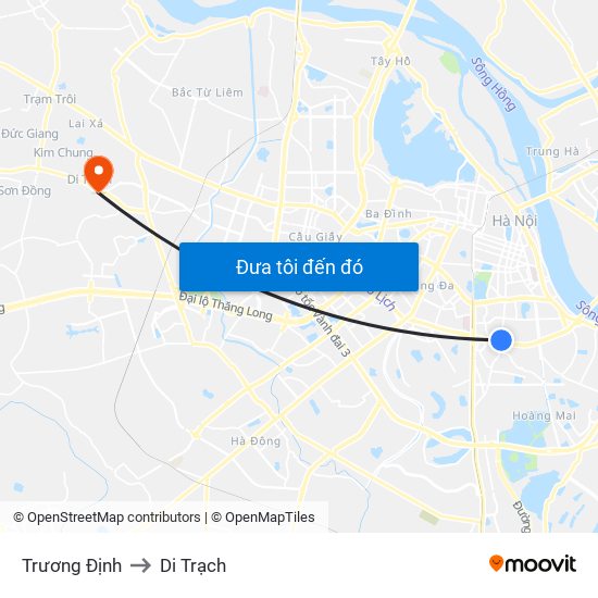 Trương Định to Di Trạch map