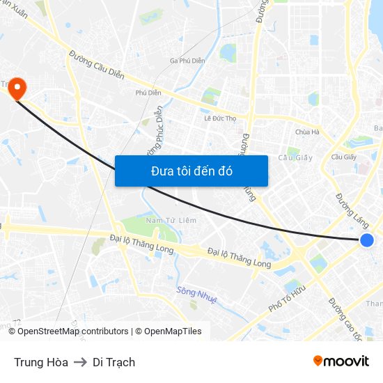 Trung Hòa to Di Trạch map