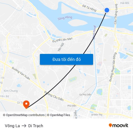 Võng La to Di Trạch map