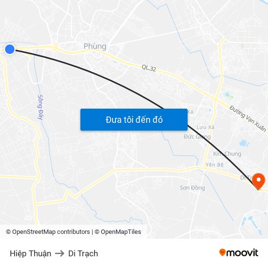 Hiệp Thuận to Di Trạch map