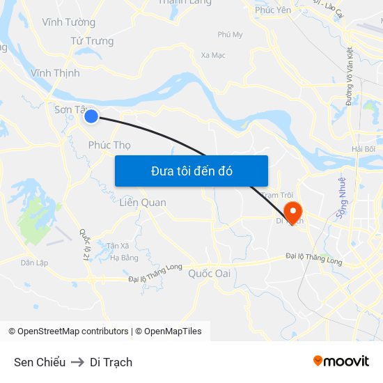 Sen Chiểu to Di Trạch map
