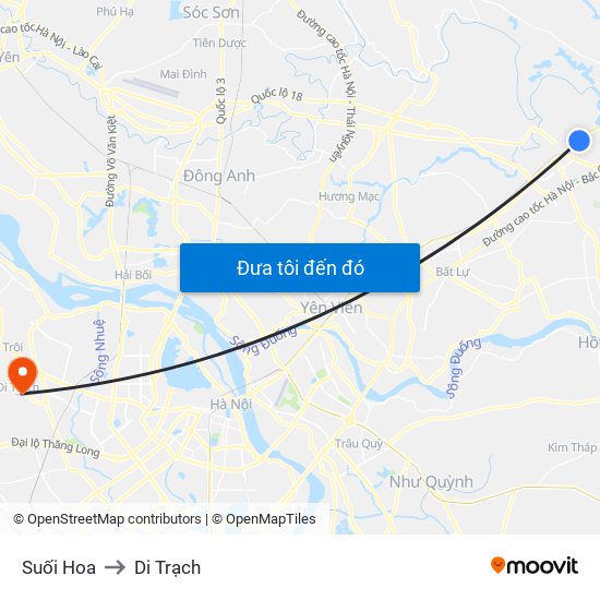 Suối Hoa to Di Trạch map