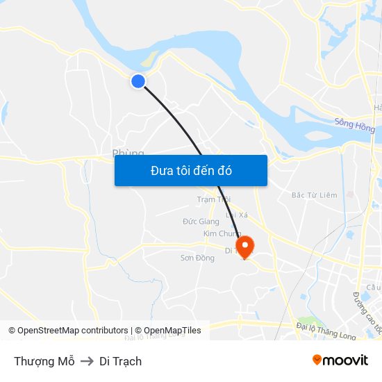 Thượng Mỗ to Di Trạch map