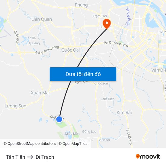 Tân Tiến to Di Trạch map