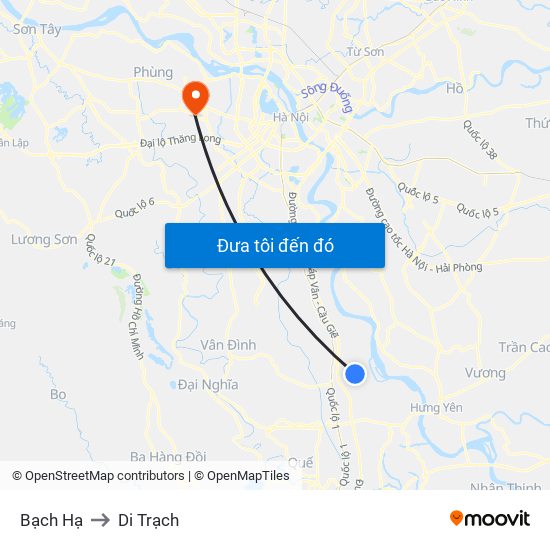 Bạch Hạ to Di Trạch map