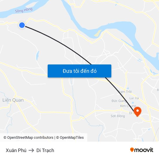 Xuân Phú to Di Trạch map