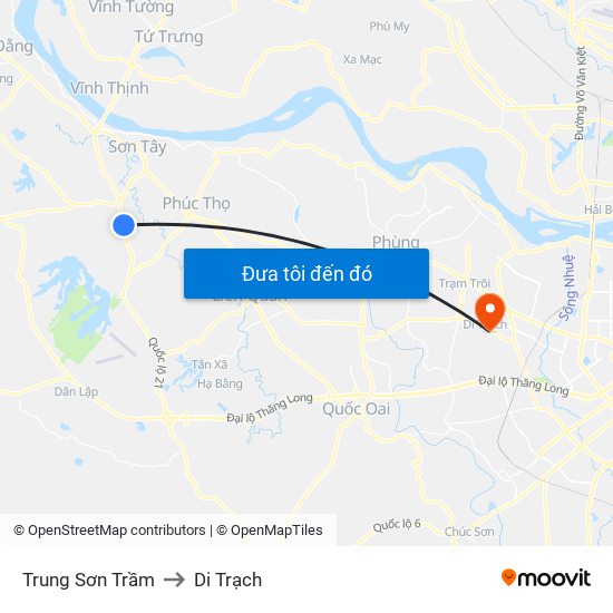 Trung Sơn Trầm to Di Trạch map