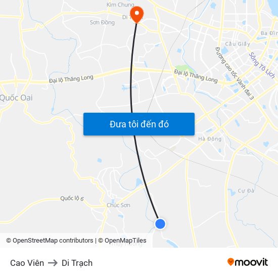Cao Viên to Di Trạch map