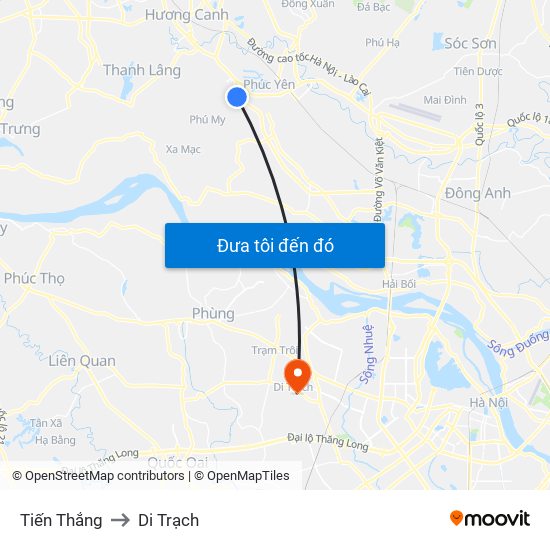 Tiến Thắng to Di Trạch map