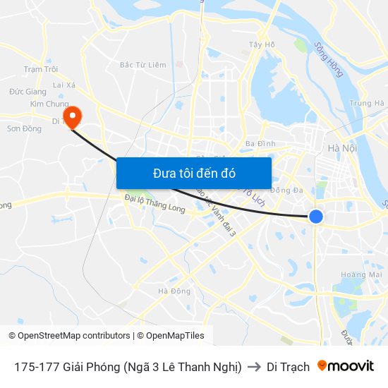 175-177 Giải Phóng (Ngã 3 Lê Thanh Nghị) to Di Trạch map