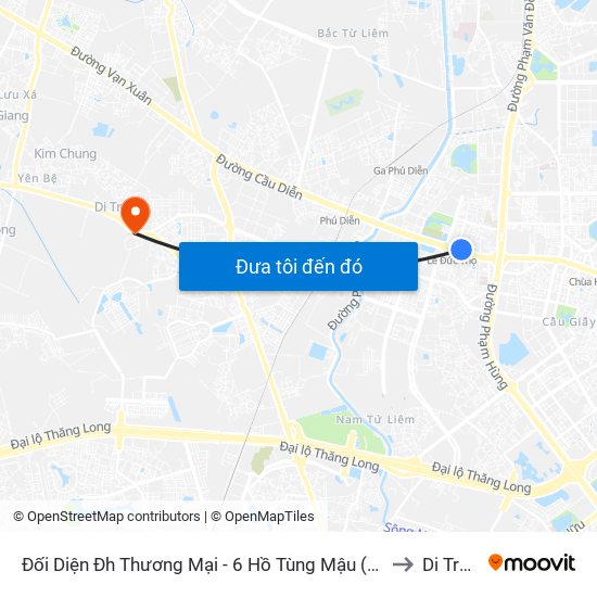 Đối Diện Đh Thương Mại - 6 Hồ Tùng Mậu (Cột Sau) to Di Trạch map