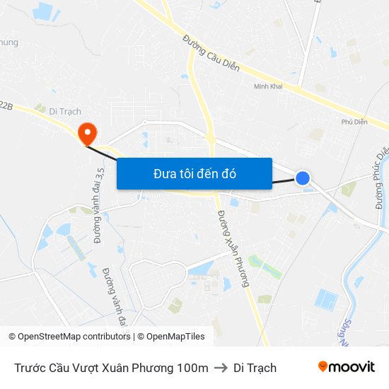 Trước Cầu Vượt Xuân Phương 100m to Di Trạch map