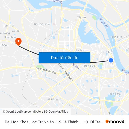 Đại Học Khoa Học Tự Nhiên - 19 Lê Thánh Tông to Di Trạch map