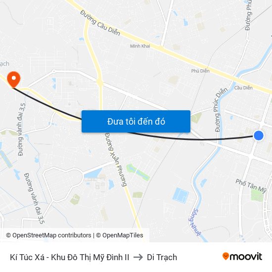 Kí Túc Xá - Khu Đô Thị Mỹ Đình II to Di Trạch map