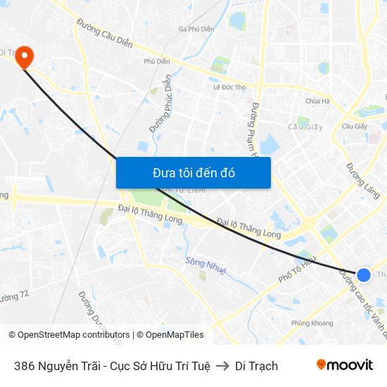 386 Nguyễn Trãi - Cục Sở Hữu Trí Tuệ to Di Trạch map