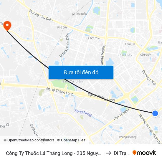 Công Ty Thuốc Lá Thăng Long - 235 Nguyễn Trãi to Di Trạch map