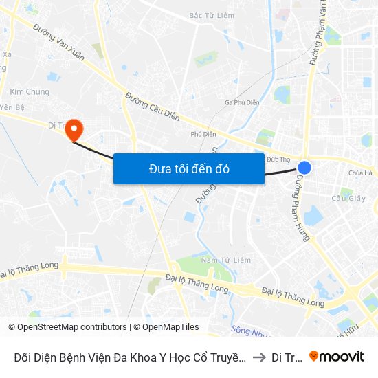 Nhà Máy Nước Mai Dịch - Phạm Hùng to Di Trạch map