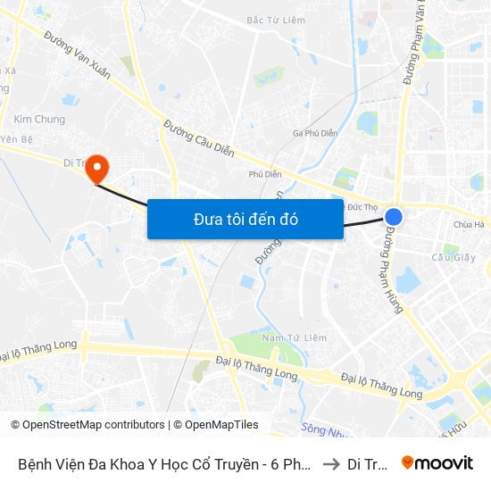 Bệnh Viện Đa Khoa Y Học Cổ Truyền - 6 Phạm Hùng to Di Trạch map