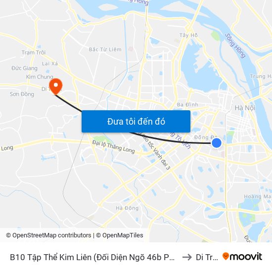 B10 Tập Thể Kim Liên (Đối Diện Ngõ 46b Phạm Ngọc Thạch) to Di Trạch map