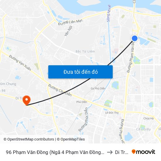 96 Phạm Văn Đồng (Ngã 4 Phạm Văn Đồng - Xuân Đỉnh) to Di Trạch map
