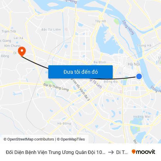 Đối Diện Bệnh Viện Trung Ương Quân Đội 108 - Trần Hưng Đạo to Di Trạch map