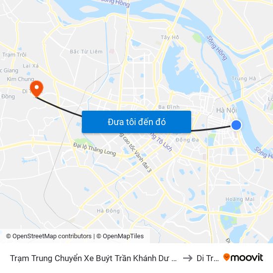 Trạm Trung Chuyển Xe Buýt Trần Khánh Dư (Khu Đón Khách) to Di Trạch map