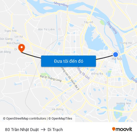 80 Trần Nhật Duật to Di Trạch map