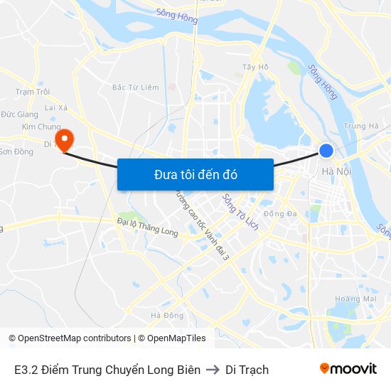 E3.2 Điểm Trung Chuyển Long Biên to Di Trạch map