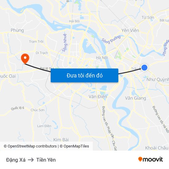 Đặng Xá to Tiền Yên map